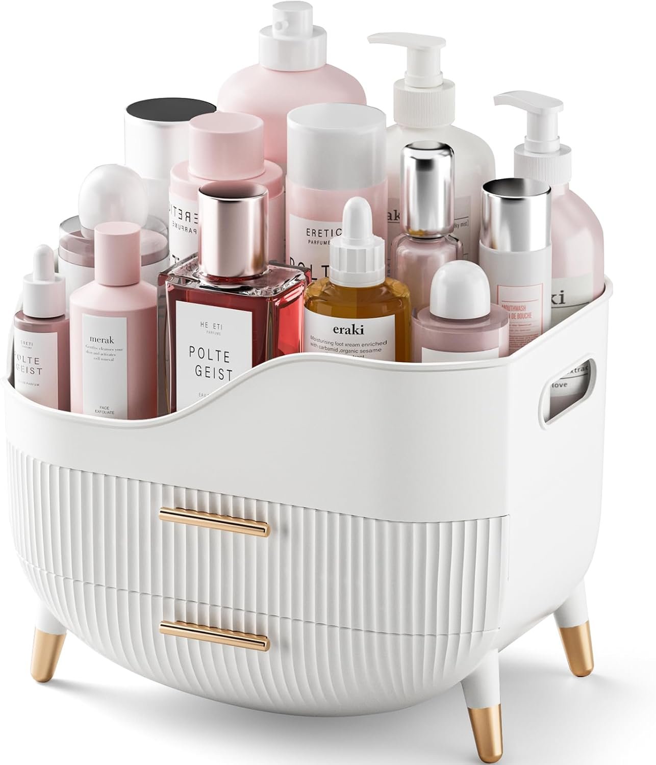 Makeup Organizer with Drawers,Skincare Organizer for Vanity,Storage Box with Handle,Large Cosmetic Display case for Dresser, Bathroom Countertop