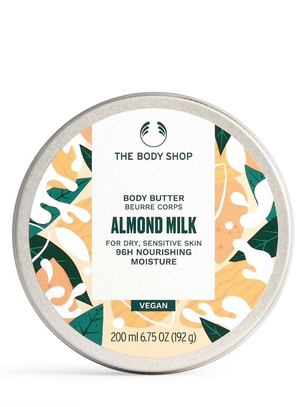 The Body Shop Almond Milk Body Butter, 96H Nourishing Moisture, For Dry, Sensitive Skin, Vegan | 200 mL / 6.75 Oz (192g)