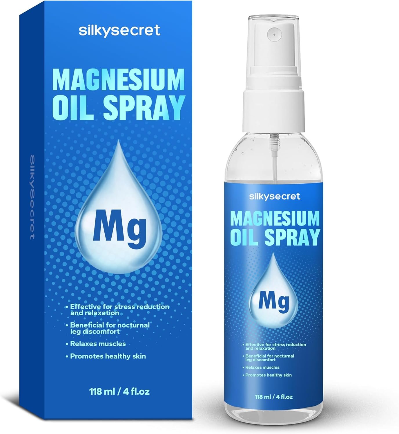 Pure Magnesium Oil Spray (4 Fl Oz), Magnesium Oil for Feet, Natural Ingredient in Glass Bottle, Fast-Absorbing Mist for Feet & Skin